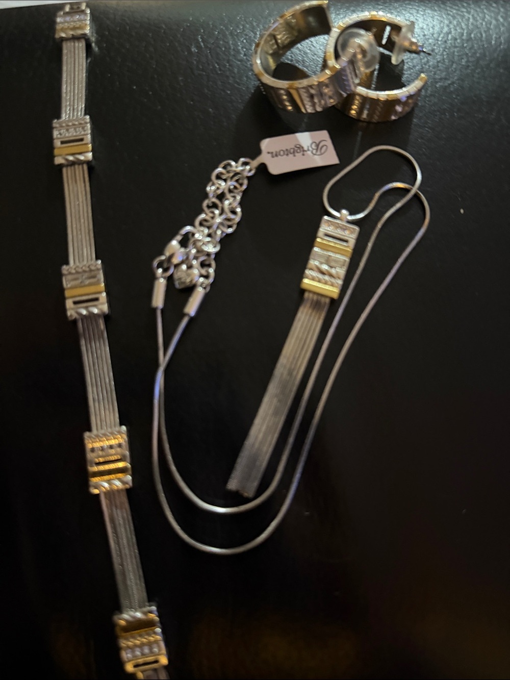 Brighton two tone color earrings, bracelet, necklace